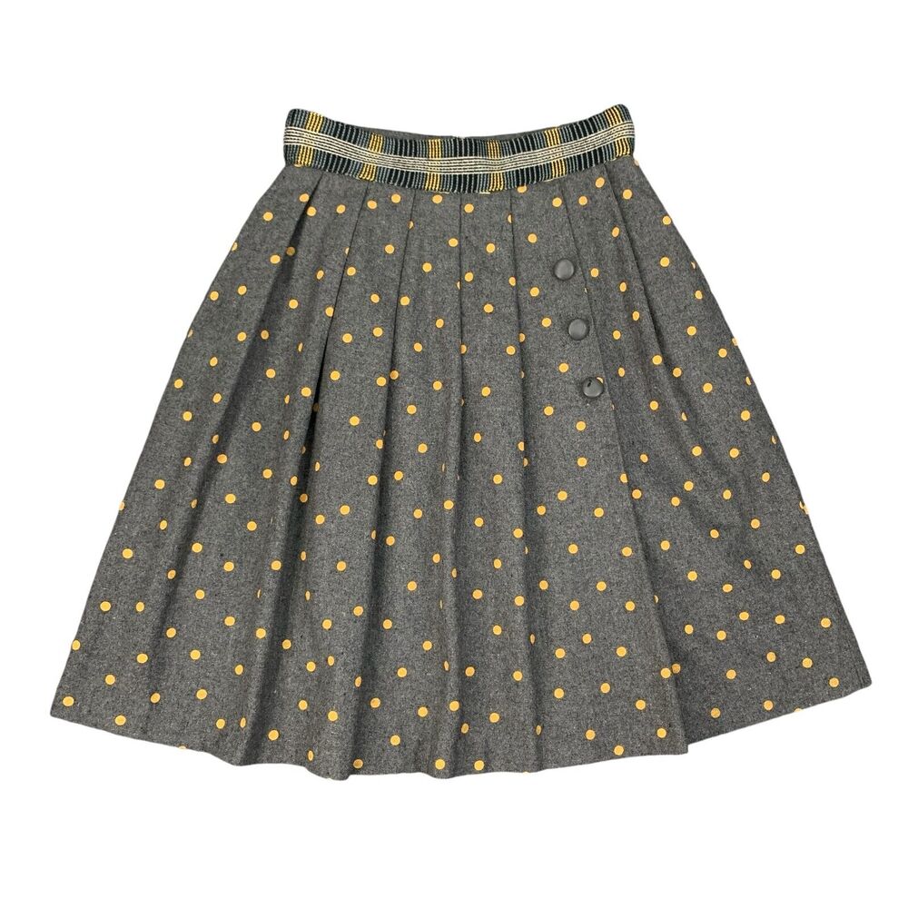 Plenty By Tracy Reese Skirt Womens 2 Multi Wool Blend Polka Dot Pleated Pocket